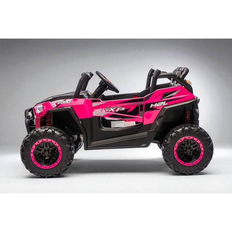 24V 4WD 2-Seater Kids Ride On UTV with Remote Control, Bluetooth Music, Dual Doors, LED Headlights,Suspension & Battery Display