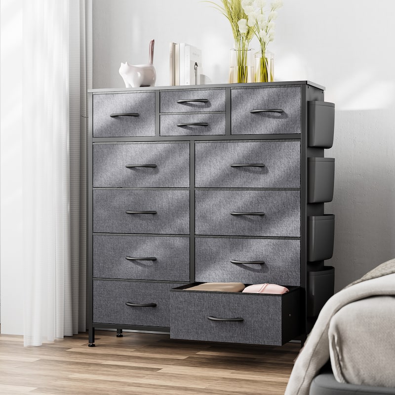 12 Drawer Dresser Fabric Tall Dressers for Bedroom Chest of Drawers