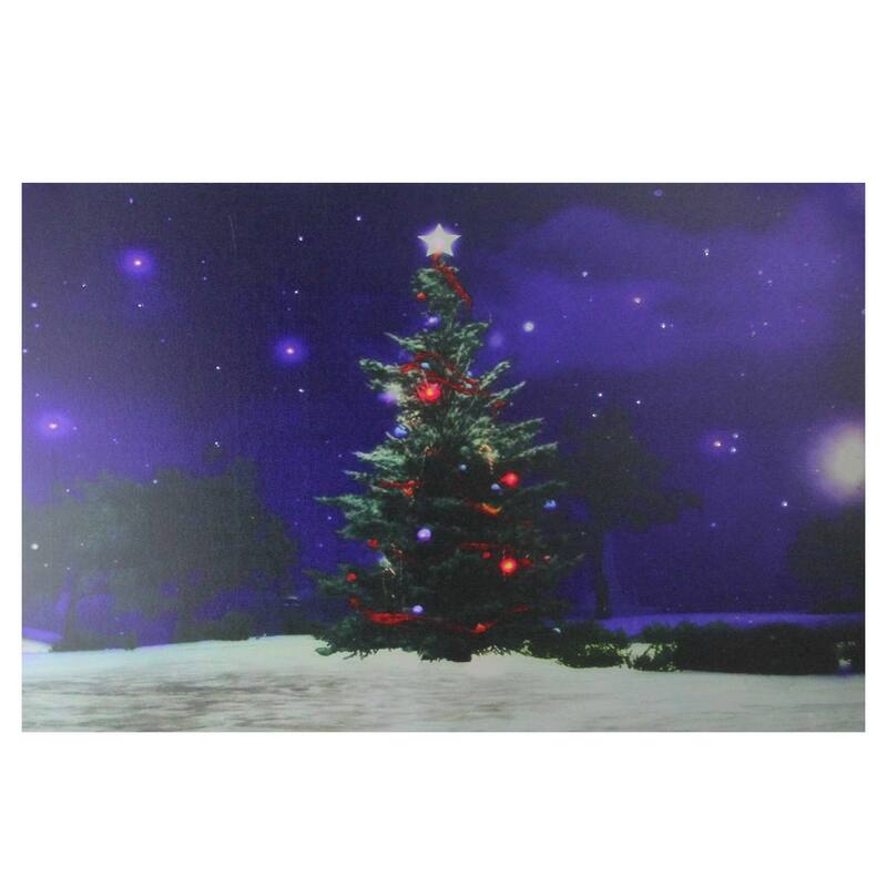 Fiber Optic LED Color Changing Christmas Tree Canvas Art 23.5"x15.5"