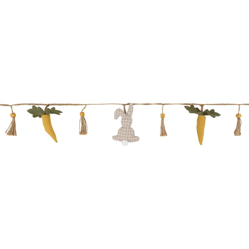 Plush Rabbit and Carrot Twine Easter Garland -3.5'