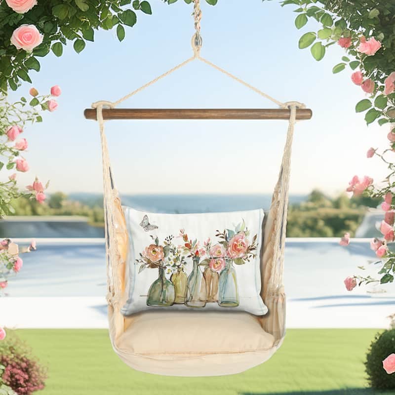 Magnolia Casual Swing Set 4 piece - Magnolia Stripe w/ Flowers in Glass Bottles