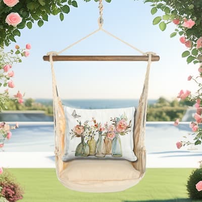 Magnolia Casual Swing Set 4 piece - Magnolia Stripe w/ Flowers in Glass Bottles