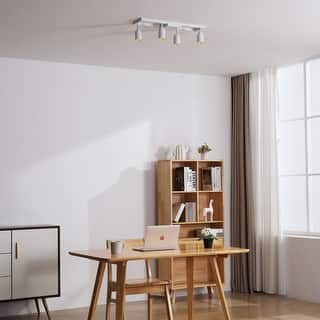 Modern Integrated LED Track Light, 28W Four Bulb with Rotating Heads, 3000K Modern Interior Spotlight, White - 5.6" x 23.5"