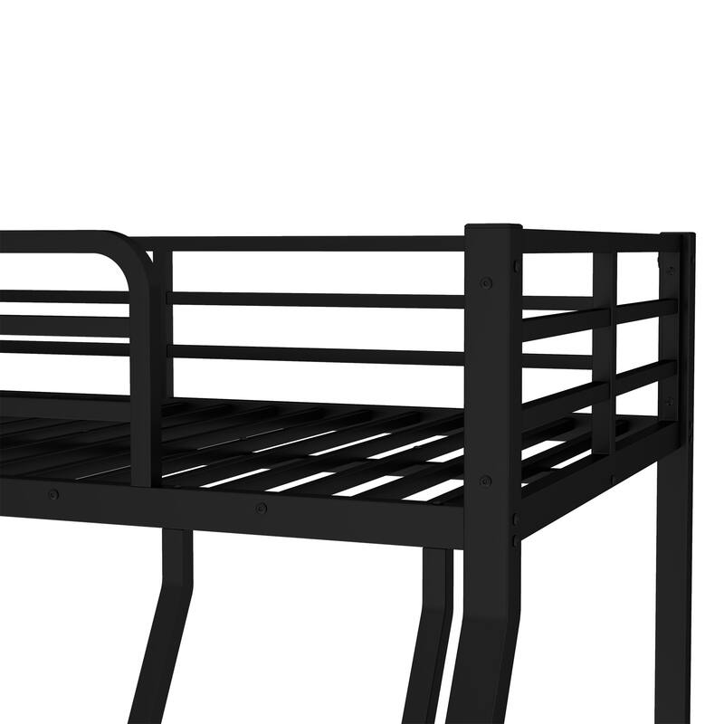 Metal Bunk Bed, Twin XL over Queen Floor Bunk Bed Frame, Heavy-Duty Bunk Bed for Kids, Teens, Adults, Noise-reduced Design