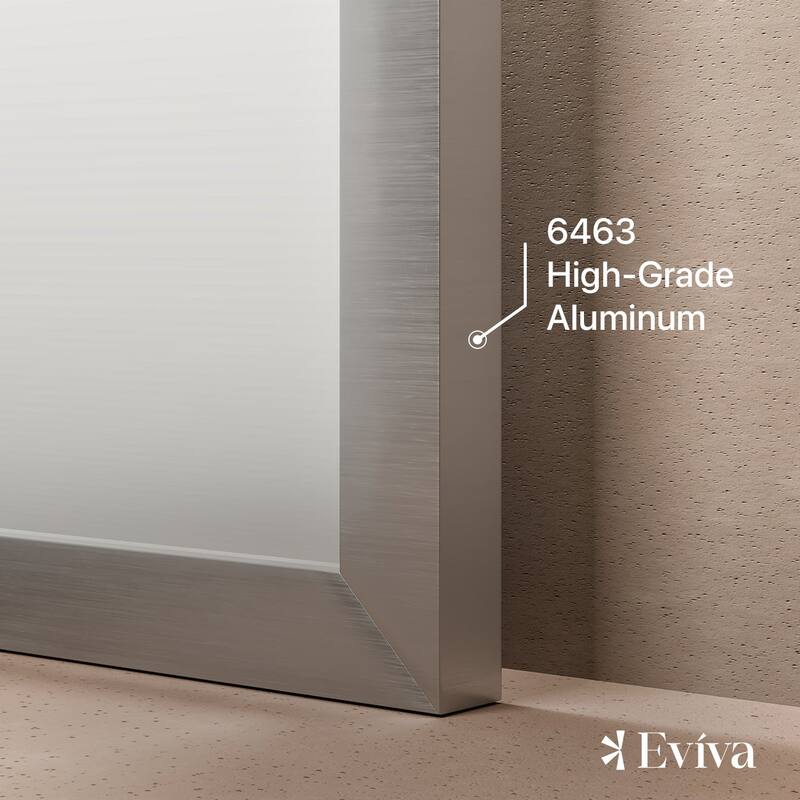 Eviva Vista 72" x 30" Rectangular Brushed Nickel Metal Framed Mirror - Brushed Nickel