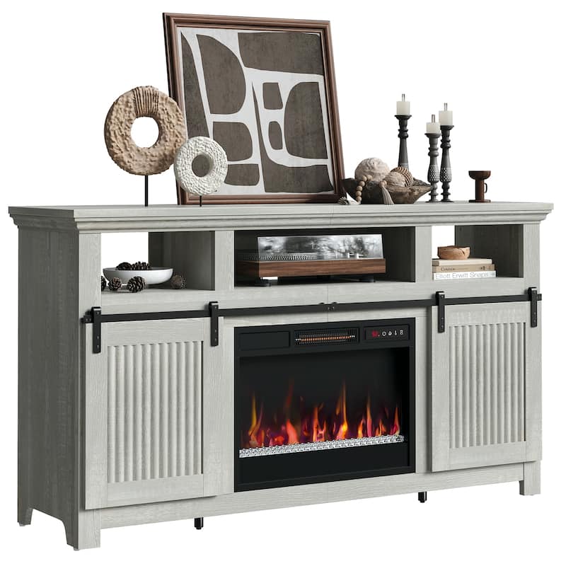 Bestier 60'' Fireplace TV Stand with Electric Fireplace Heater & Storage Cabinet for TVs up to 65 Inch