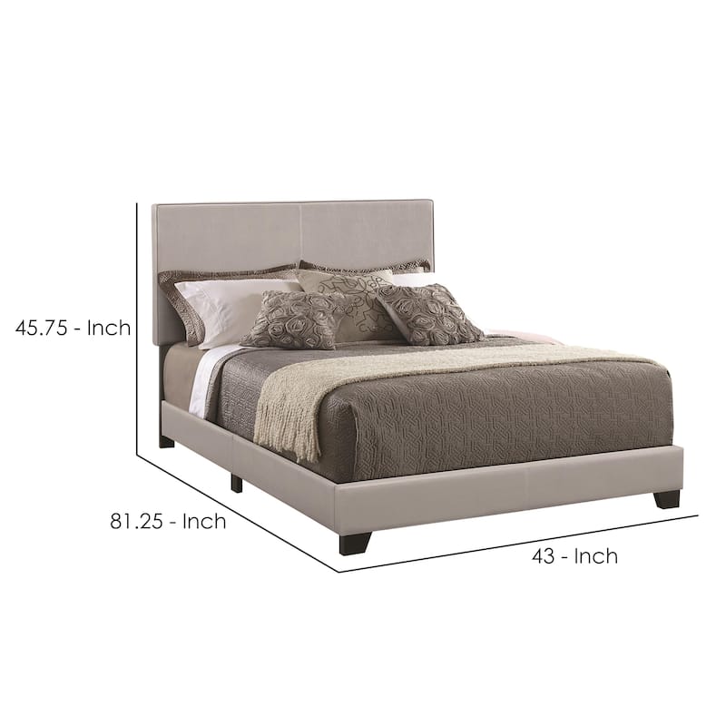 Leather Upholstered Twin Size Platform Bed, Gray