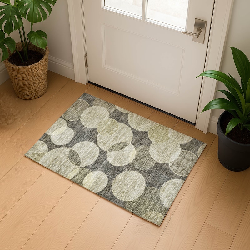 Premium Washable Super Soft Contemporary Bubbles Mayfield Rug - Taupe - 1'8" x 2'6"