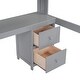 preview thumbnail 17 of 15, Full Size Loft Bed with Desk and 4 Drawers, Wood Guardrail Bed with Bedside Tray Multiple Storage Design, Charging Station
