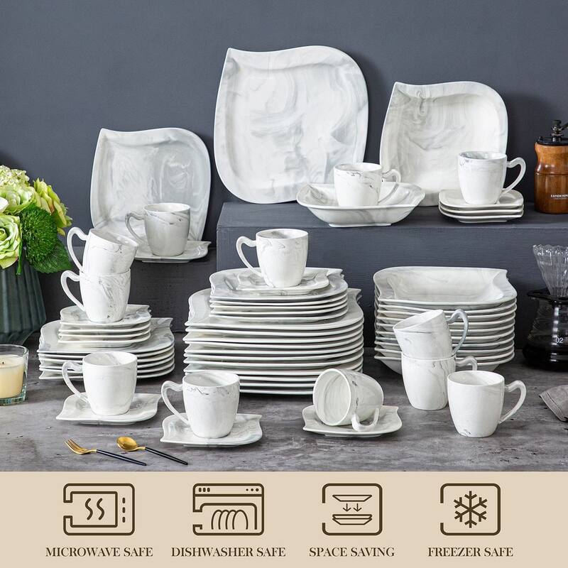 MALACASA Elvira 60-Piece Porcelain Dinnerware Set (Service for 12)