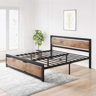 Full Size Bed Frame Platform with Headboard,14 inch Full Bedframe