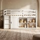 preview thumbnail 7 of 11, Twin Size Kids Loft Bed with Storage & Wardrobe, Solid Wood Pine Frame, Low Loft Bed White Kids Storage Bed