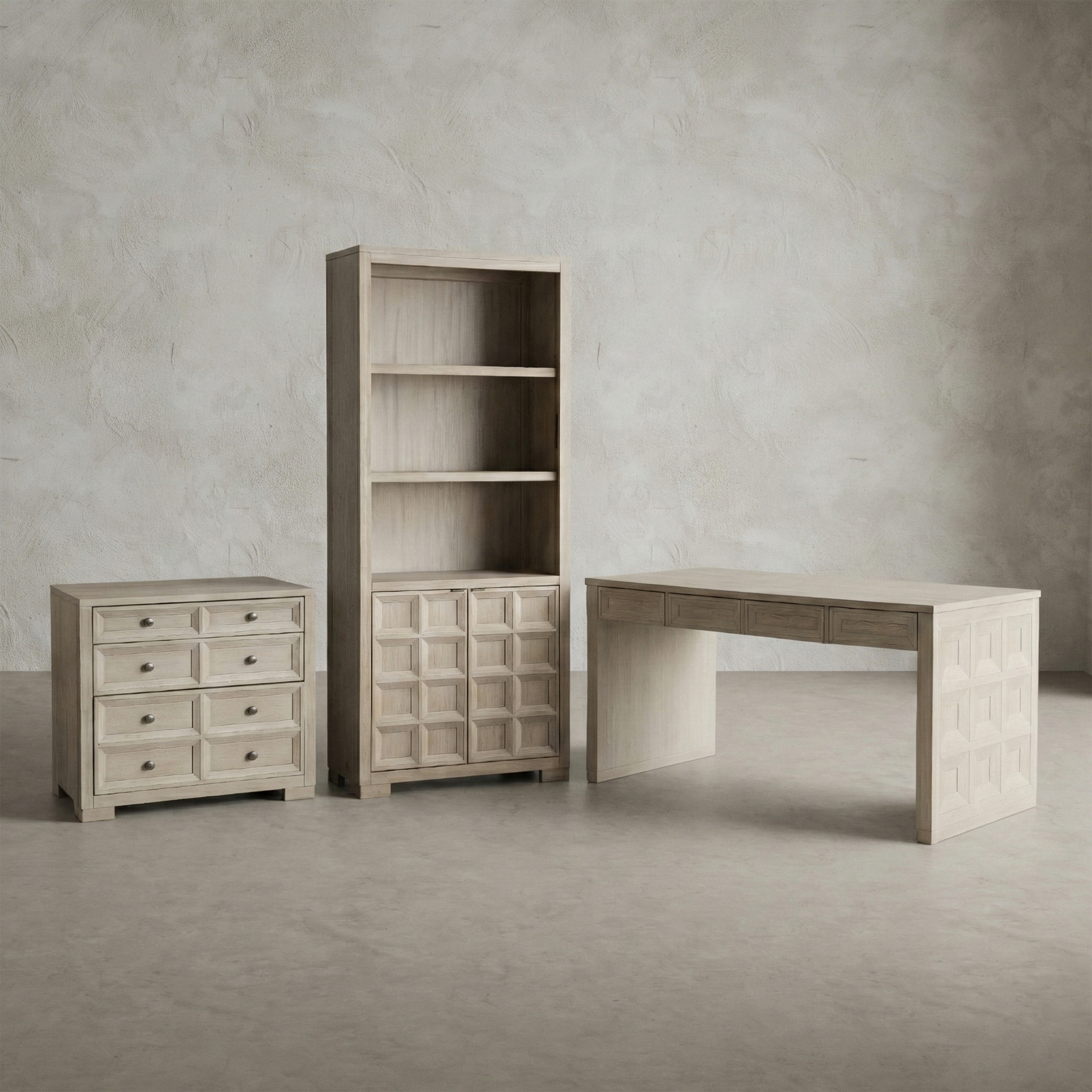 Furniture of America Durem Modern Tawny Brown Writing Desk with Bookcase and File Cabinet Set