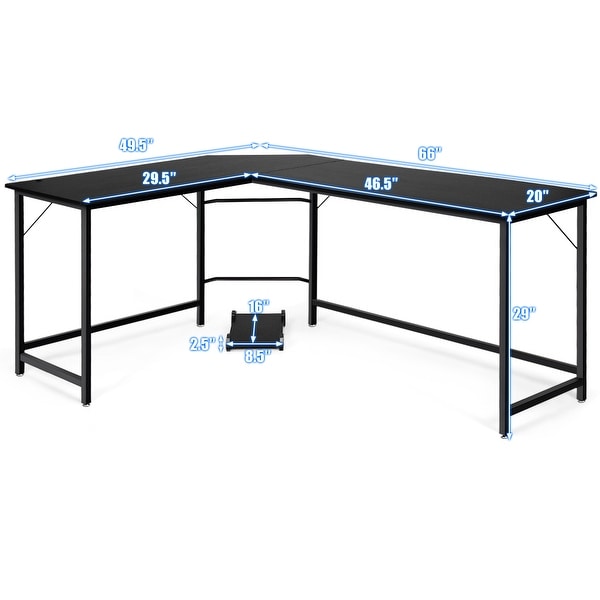 Modern L-shaped Open Office Computer Gaming Corner Desk