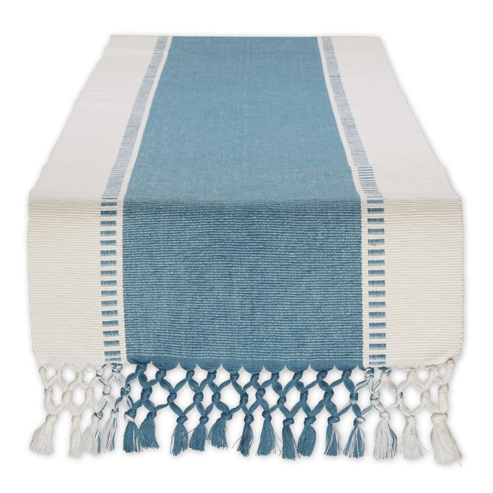 DII Striped Fringe Ribbed Table Runner 13x72"