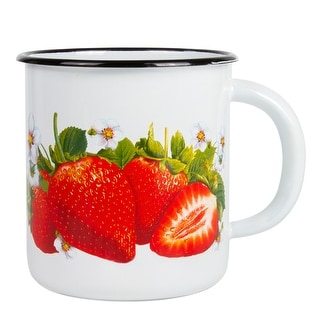 STP-Goods 13.5-oz Strawberry White Enamelware Mug