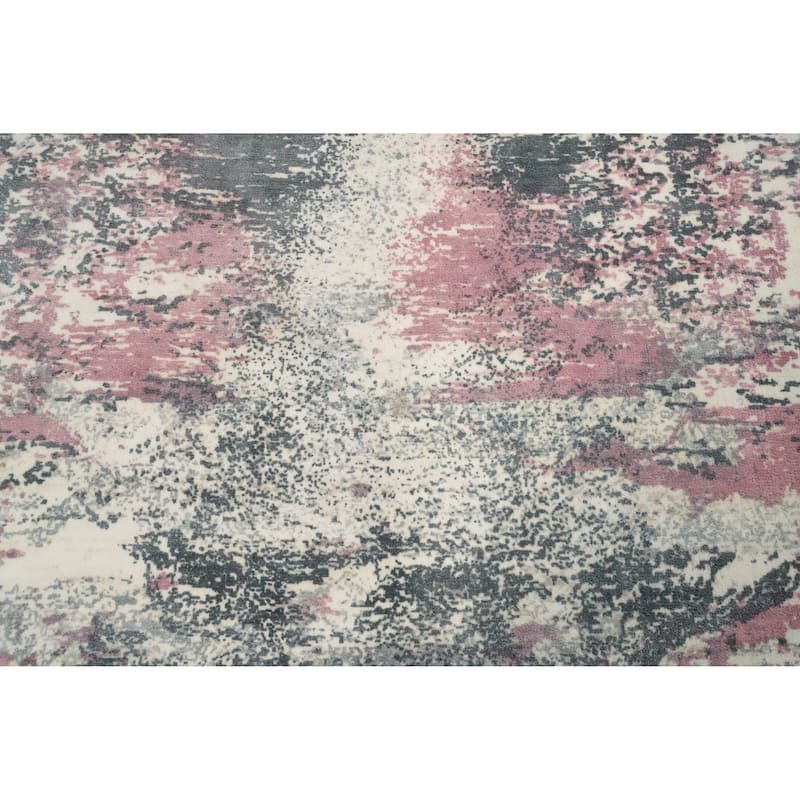 Hand Knotted Oriental Viscose Silk Carpet Modern Pictorial Multi-Colored Abstract Area Rug - 7' 2'' X 5' 4''
