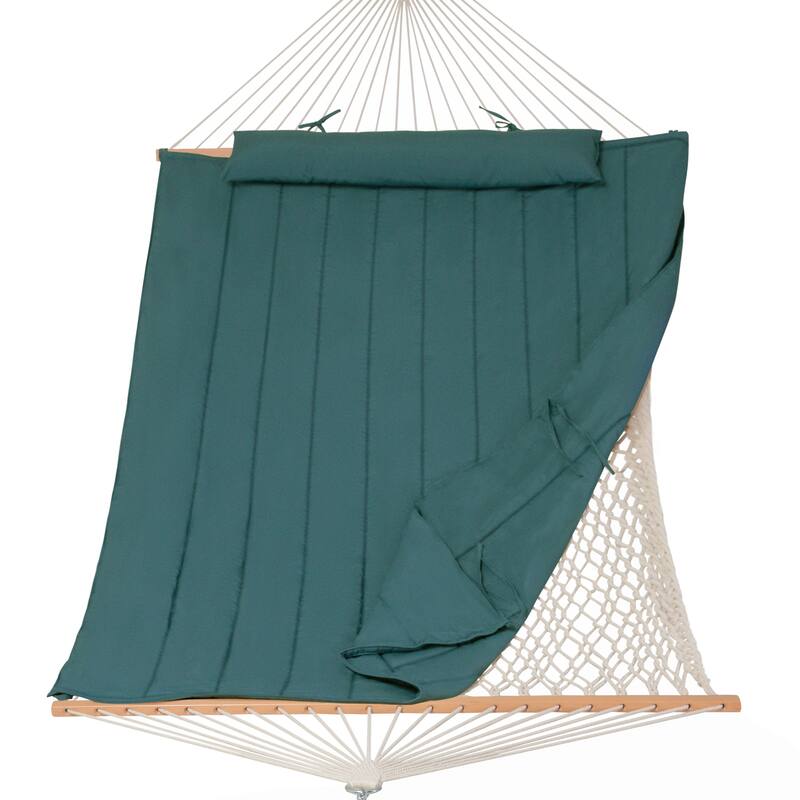 Outdoor Rope Hammock with Polyester Pad, 475 lbs Capacity - Forest Green