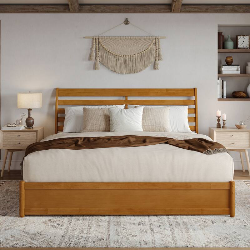 Emelie Platform Bed with Panel Footboard and Twin XL Trundle