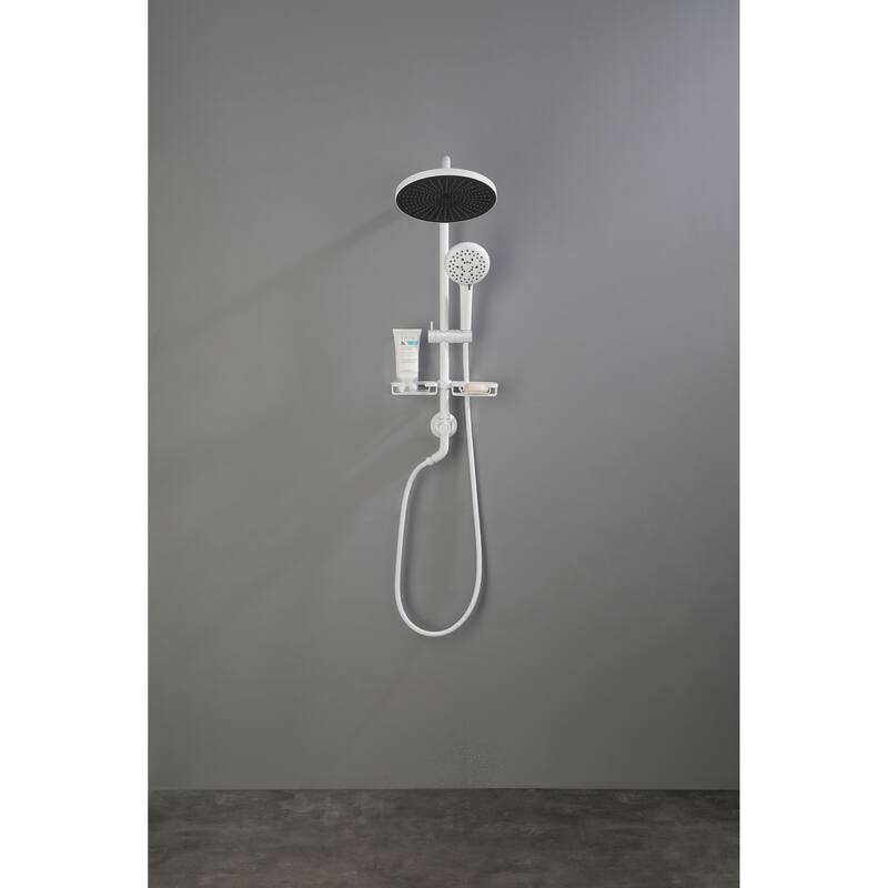 ShowerSpas Shower System, with 10" Rain Showerhead, 4-Function Hand Shower, Adjustable Slide Bar and Soap Dish