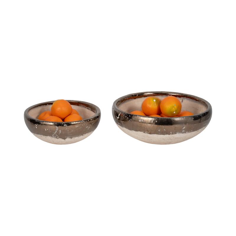 Pottery Decorative Bowls Handcrafted Detailing Casual Home (Set of 2)