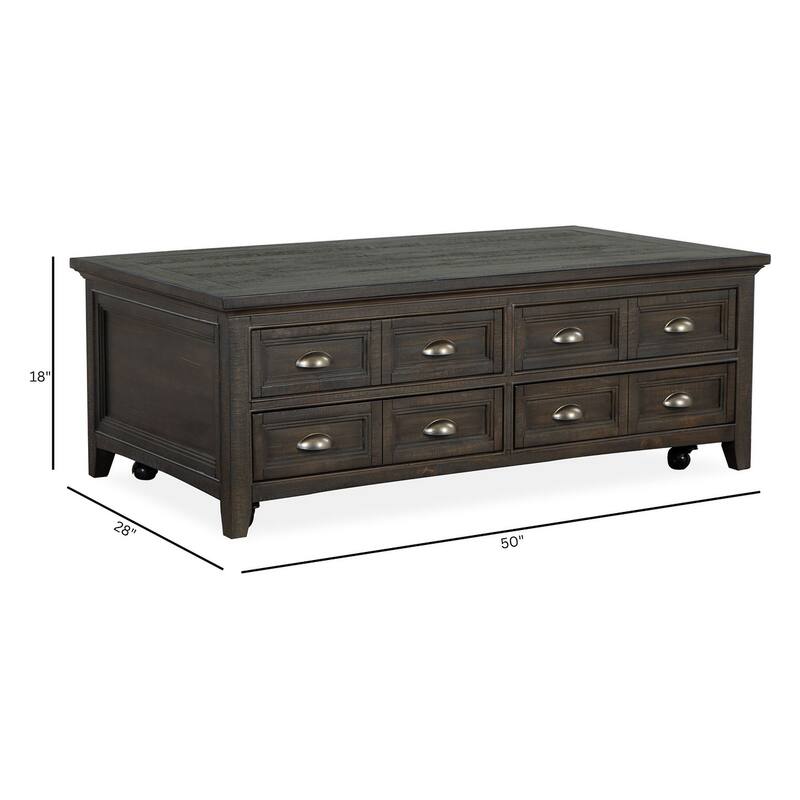 Magnussen Home Westley Falls Graphite Lift Top Storage Cocktail Table With Casters - 50''W x 28''D x 18''H