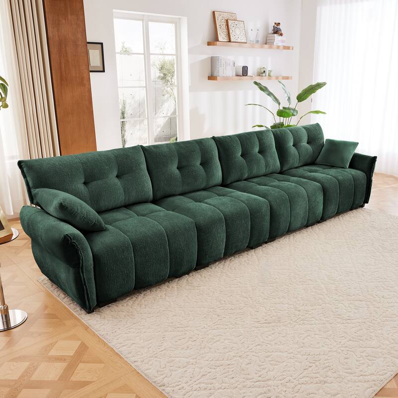 Modern 4-Seater Tufted Sofa Couch with Pillows