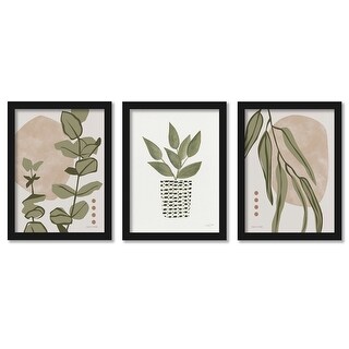 Modern Eucalyptus Leaves Botanical 2 - 3 Piece Framed Gallery Art Set