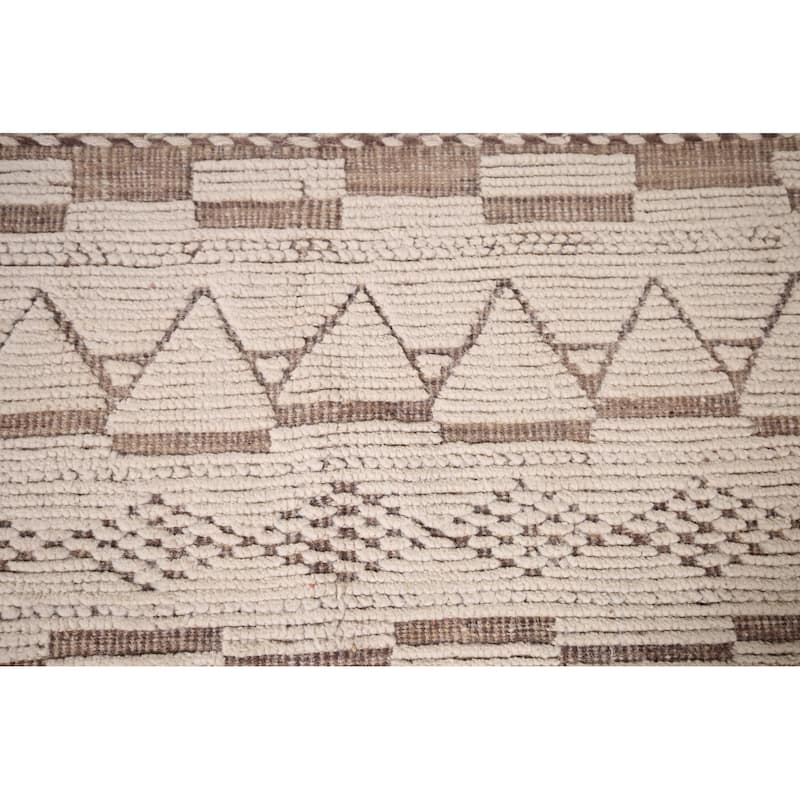 Moroccan Oriental Large Area Rug Hand-Knotted Abstract Wool Carpet - 10'1"x 13'9"