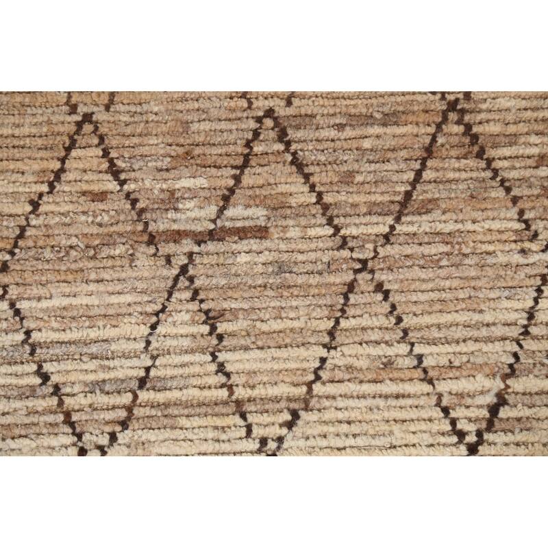 Trellis Moroccan Oriental Hallway Runner Rug Hand-knotted Wool Carpet - 3'3" x 10'1"