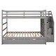 preview thumbnail 4 of 7, Gray Full-Over-Full Bunk Bed with Trundle and Storage Stairs