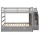 preview thumbnail 87 of 91, Solid Wood Bunk Bed with Twin Size Trundle & 3-Step Storage Stairs, Full-Length Guardrail & Slat Support Design, for Kids Adults