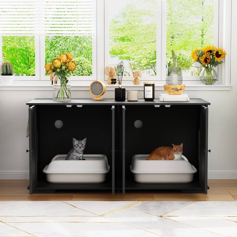 Elegant Dual-Cat Washroom Furniture Magnetic Door and Ventilation Hole