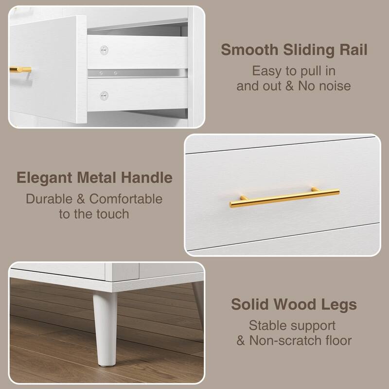 Wood 6 Drawer Double Dresser, Chest Of Drawers Cabinet, TV Stand for Bedroom, Livingroom and Enterway