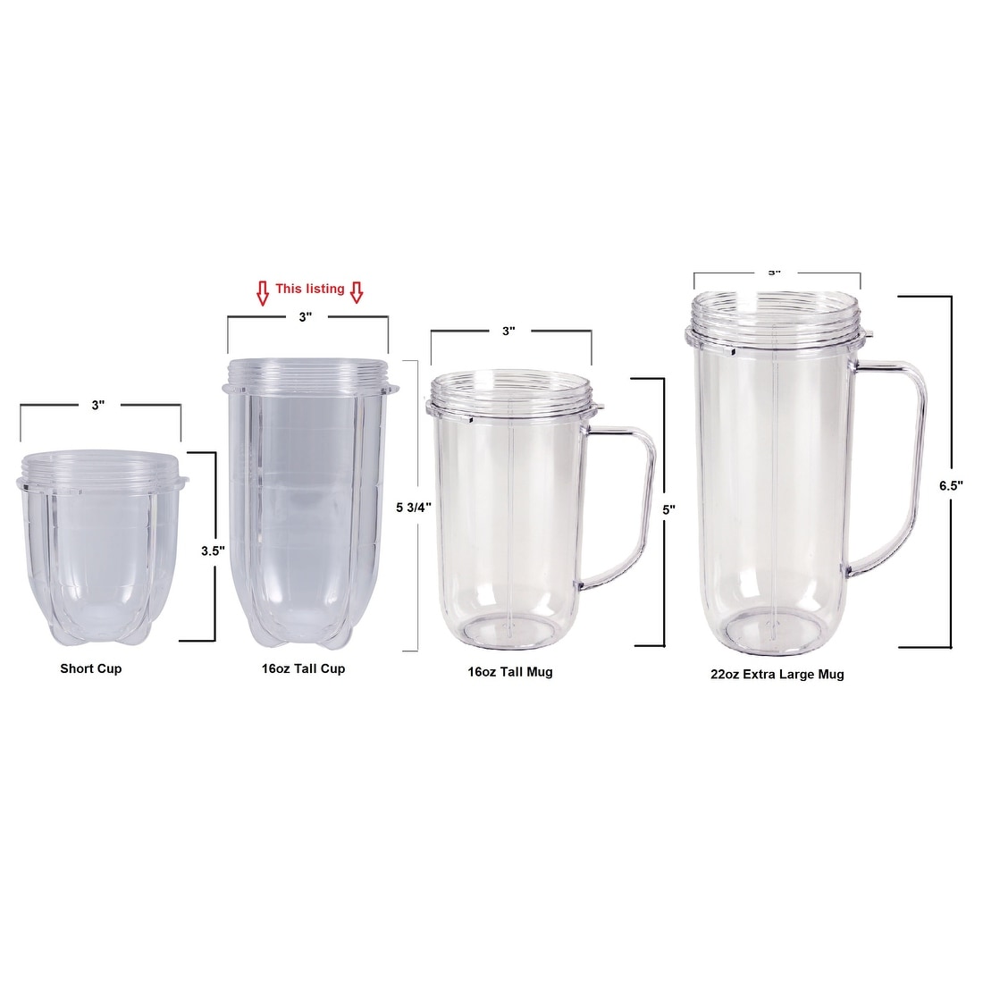 54HE 12OZ 16OZ 250W Replace Cups Set Fits for Magic-Bullet Blender Cups  MB1001 Series - AliExpress