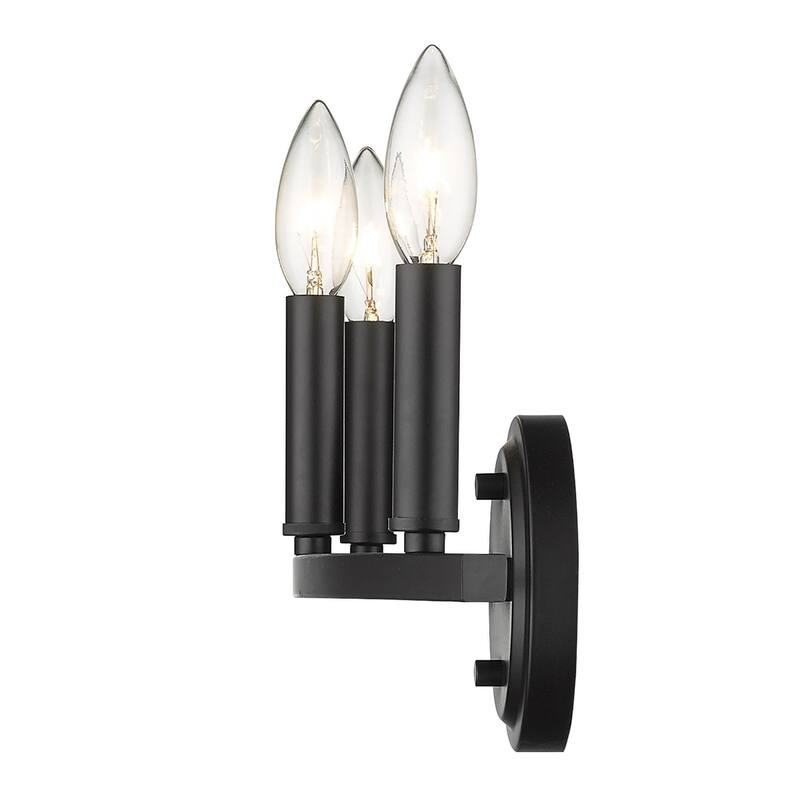 3-Light Bathroom Vanity Wall Light in Matte Black with Dimmable Hardwired Fixture and E12 Compatible - 6.63" H x 18" W x 4" D