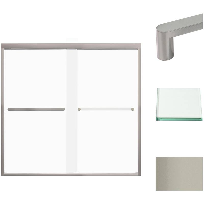 Transolid FBPT605808F-R 58" High x 59" Wide Bypass Frameless Shower - Brushed Stainless