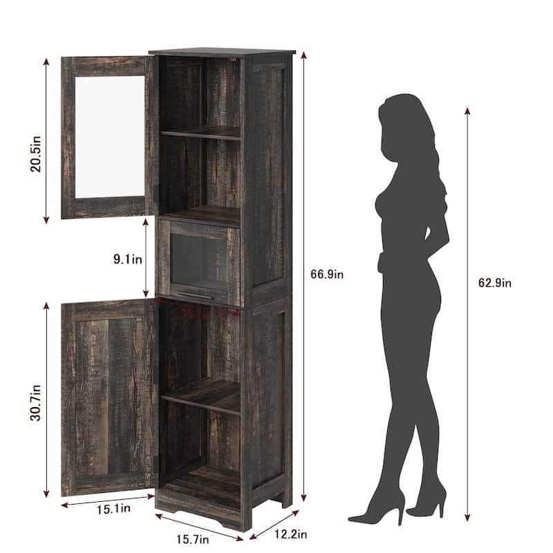 White Bathroom Cabinet Kitchen Pantry Cabinet with Doors and Adjustable Shelf