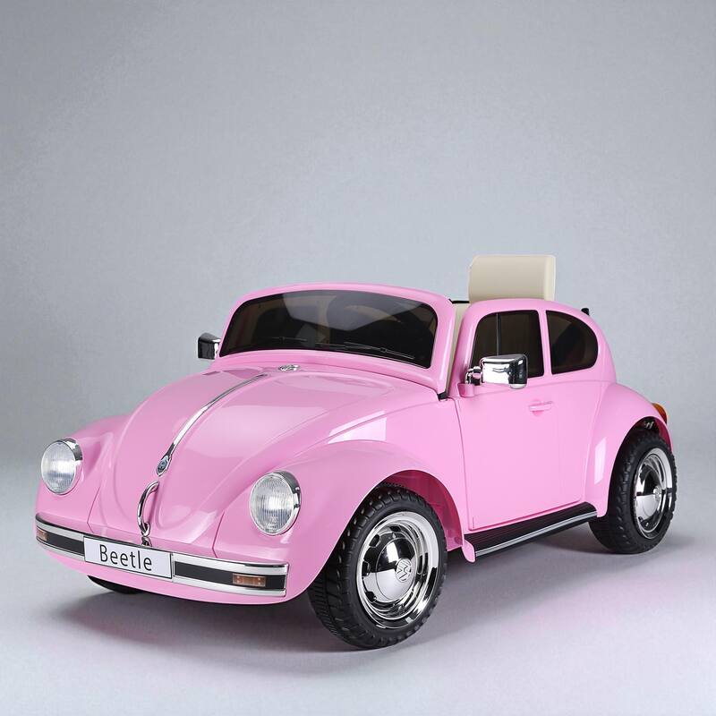 Licensed Volkswagen Beetle Kids Ride-On Car 6V, Remote Control, Music, Headlights, MP3, for 3-6 Years