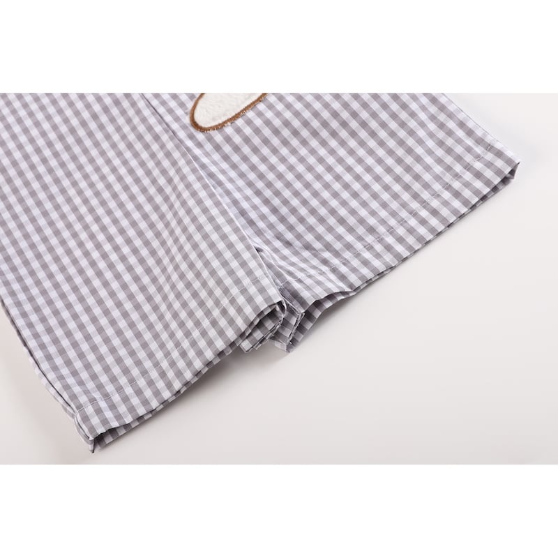 Gray Gingham Puppy Shortalls