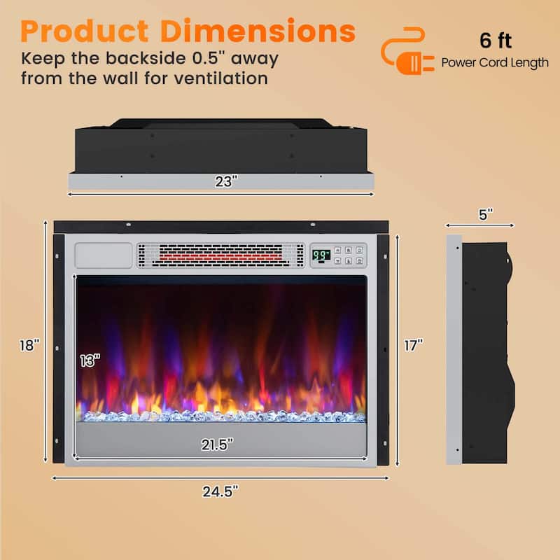 Costway 23-inch Infrared Quartz Electric Fireplace Insert with Remote - See Details