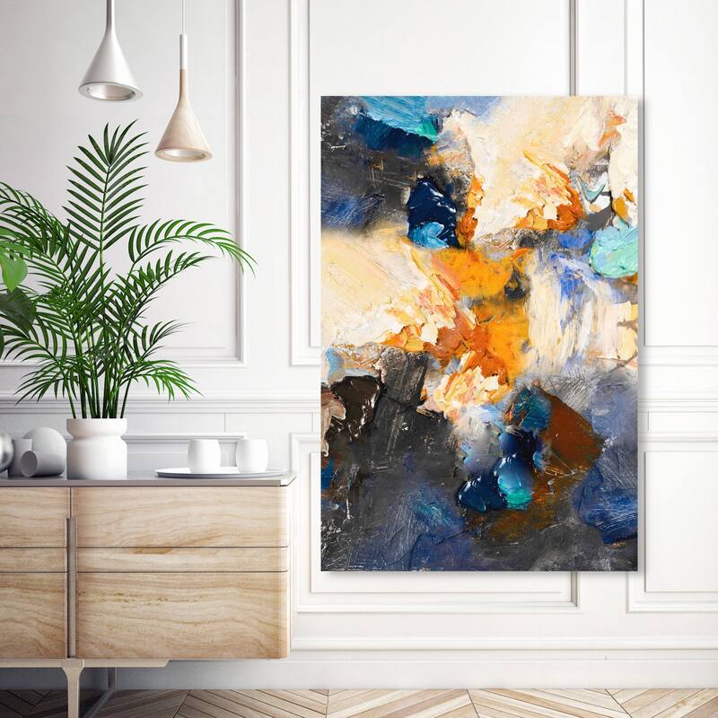 Wynwood Studio Abstract Expressive II White and Vanilla Modern & Contemporary Wall Art Canvas Print - 54 x 36