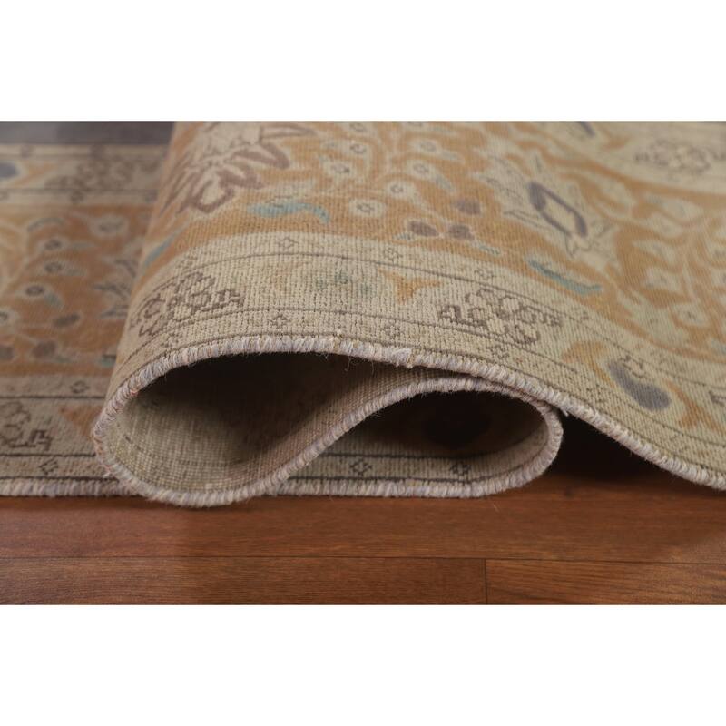 Hand Knotted Oriental 100% Wool Carpet Traditional Medallion Greys & Charcoal Tabriz Area Rug - 12' 5'' X 9' 7''