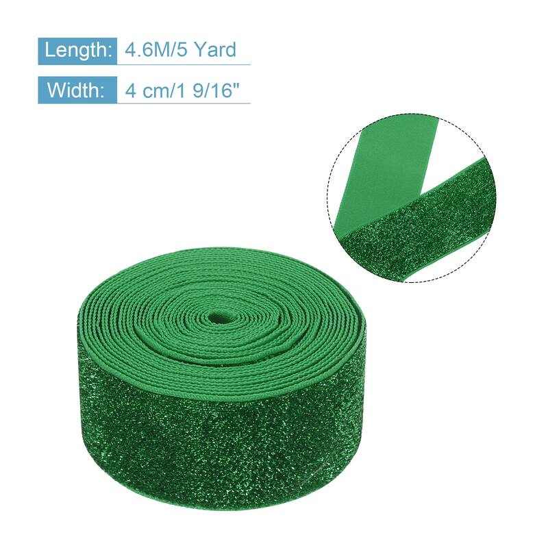 Metallic Glitter Velvet Ribbon for Gift Wrapping - Chrismas Green - 1 9/16"x 5 Yard