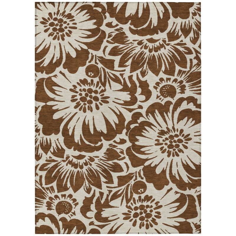 Machine Washable Indoor/ Outdoor Whimsy Floral Chantille Rug