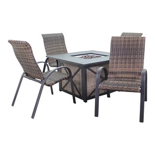 Courtyard Casual Santa Fe 5 Piece Fire Pit Set in Java with 1 Square ...