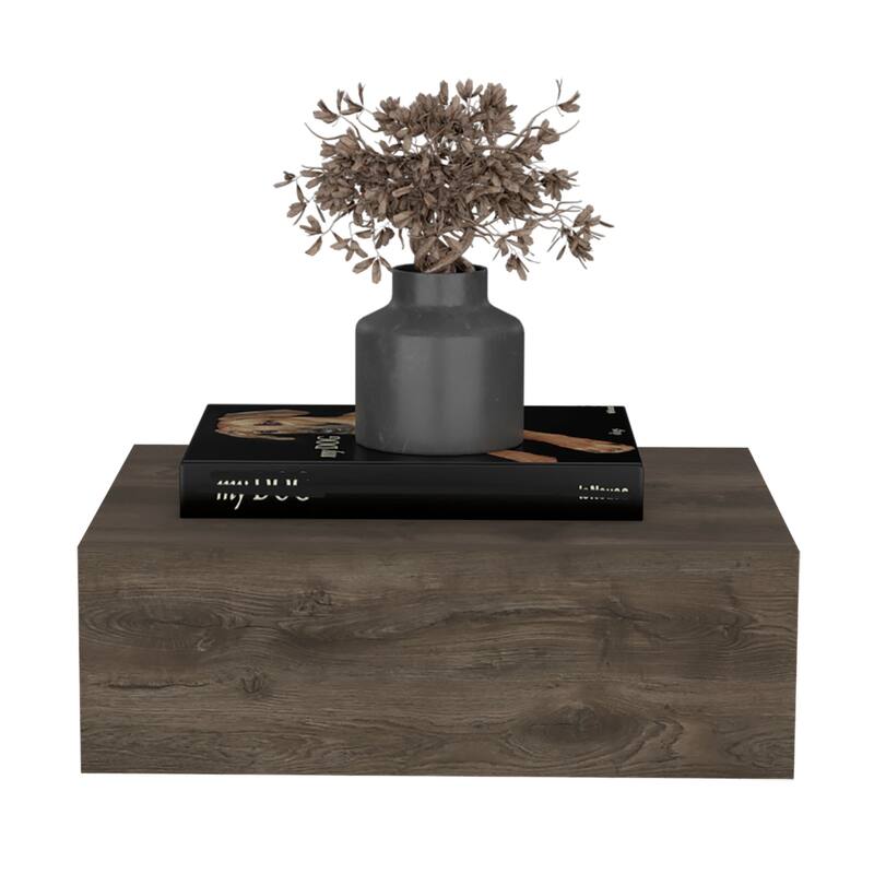 Floating Nightstand 5"H, Modern Wall-Mounted Bedside Shelf with Drawer, Dark Brown
