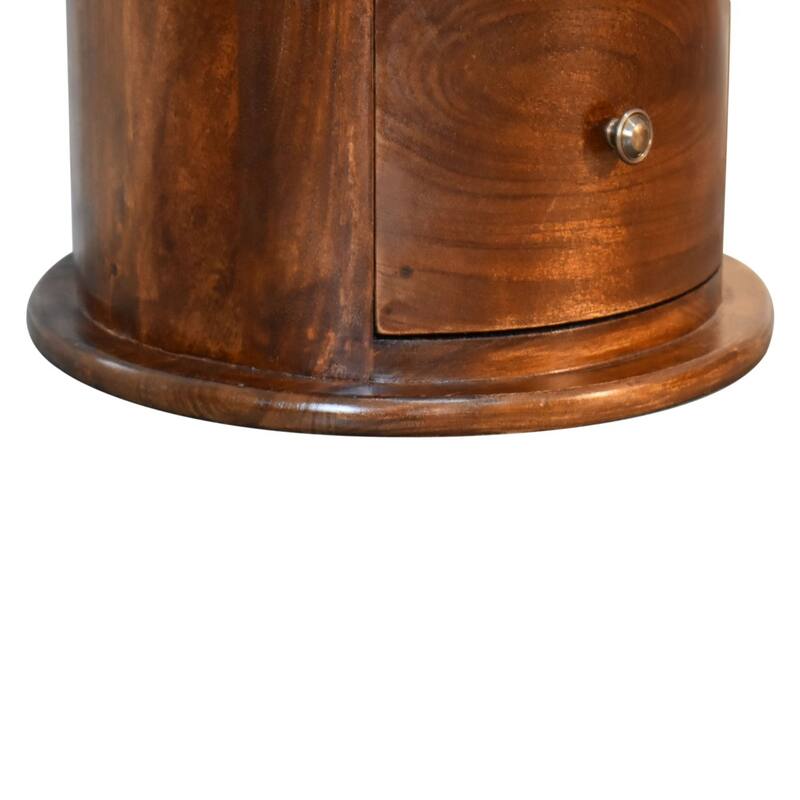 Artisan Furniture Mango Solid Wood 3 Drawer Chestnut Drum ,Dark Brown