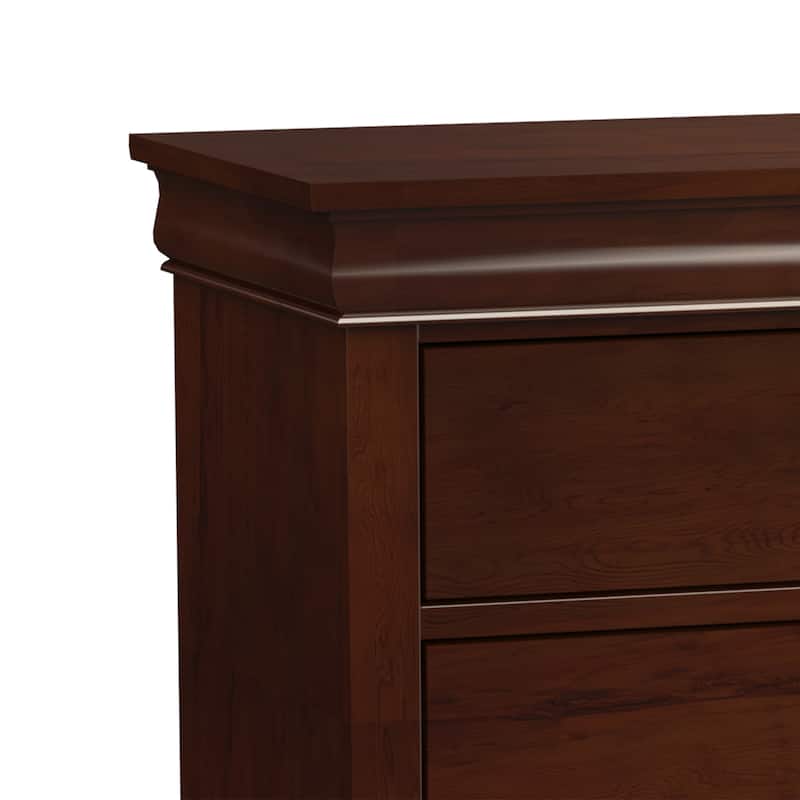 48" Tall Modern Dark Cherry Solid Wood 5-drawer Storage Chest