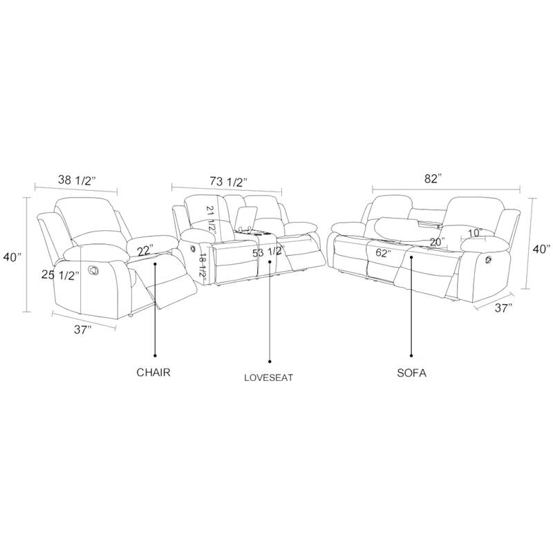 KISRAIS 82" Wide Faux Leather Manual Reclining Sofa